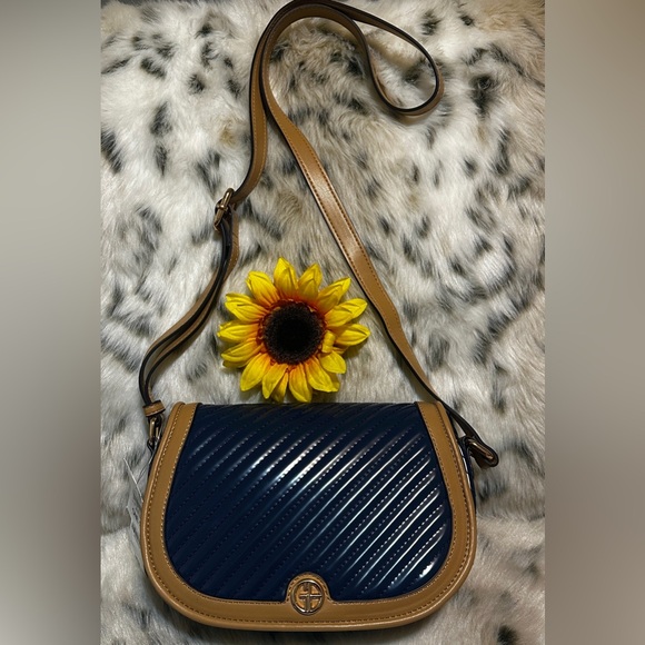 Giani Bernini Handbags - NWT Giani Bernini  Navy and Tan Crossbody Bag